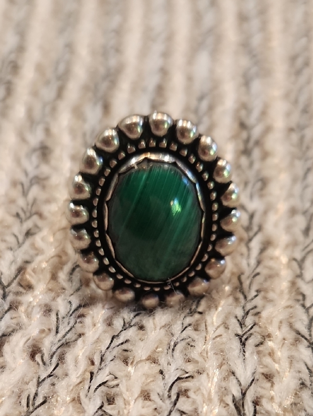 Carolyn Pollack Green Oval Stone Sterling-Style Ring